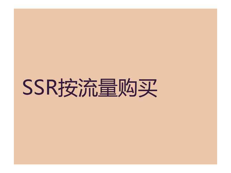 SSR按流量购买