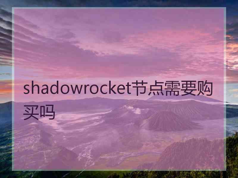 shadowrocket节点需要购买吗