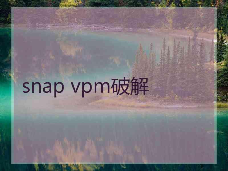 snap vpm破解