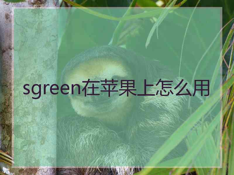 sgreen在苹果上怎么用