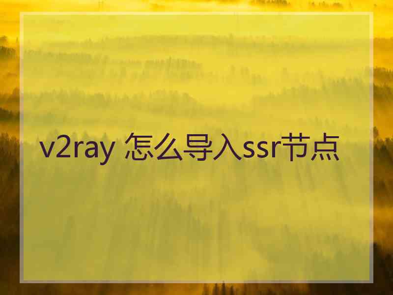 v2ray 怎么导入ssr节点