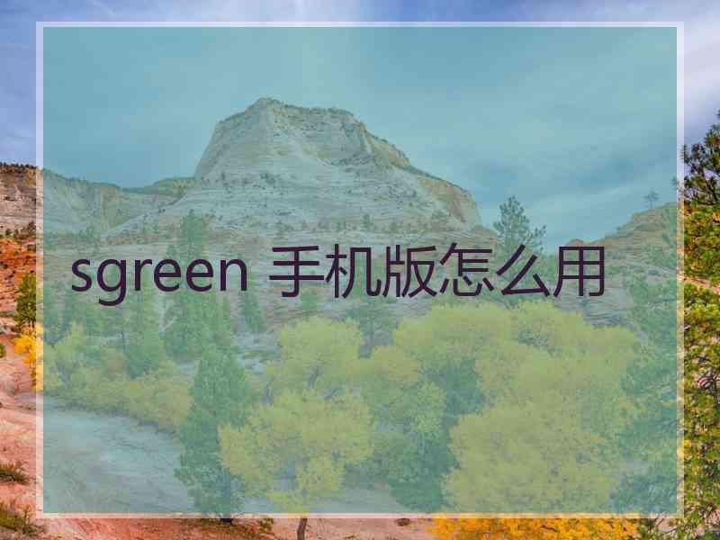 sgreen 手机版怎么用