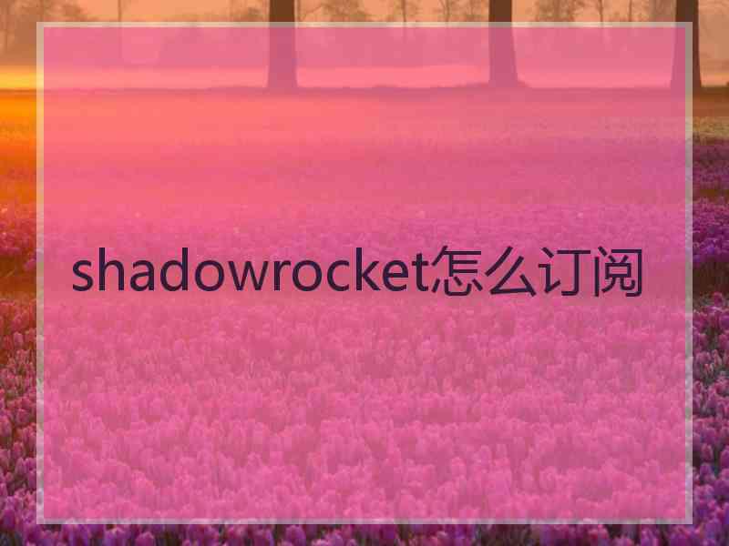 shadowrocket怎么订阅